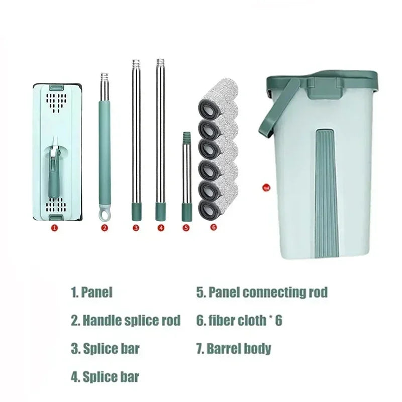 Scratch Free Mop, Hand Washable Flat Mop, Household Wooden Floor Mop, Mop, Lazy Flat Mop, Rotating Mop Bucket