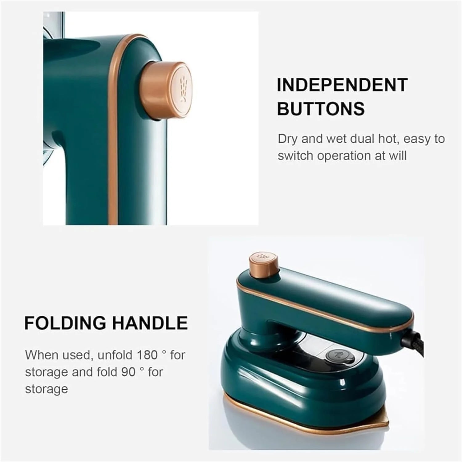 Ivyever Rotary Garment Iron, Aerohake Rotary Garment Iron, 2-In-1 Portable Handheld Rotary Garment Iron, Ivyever Iron Steamer, Handheld Iron for Clothes, Curtains, Sheets, Pillowcases