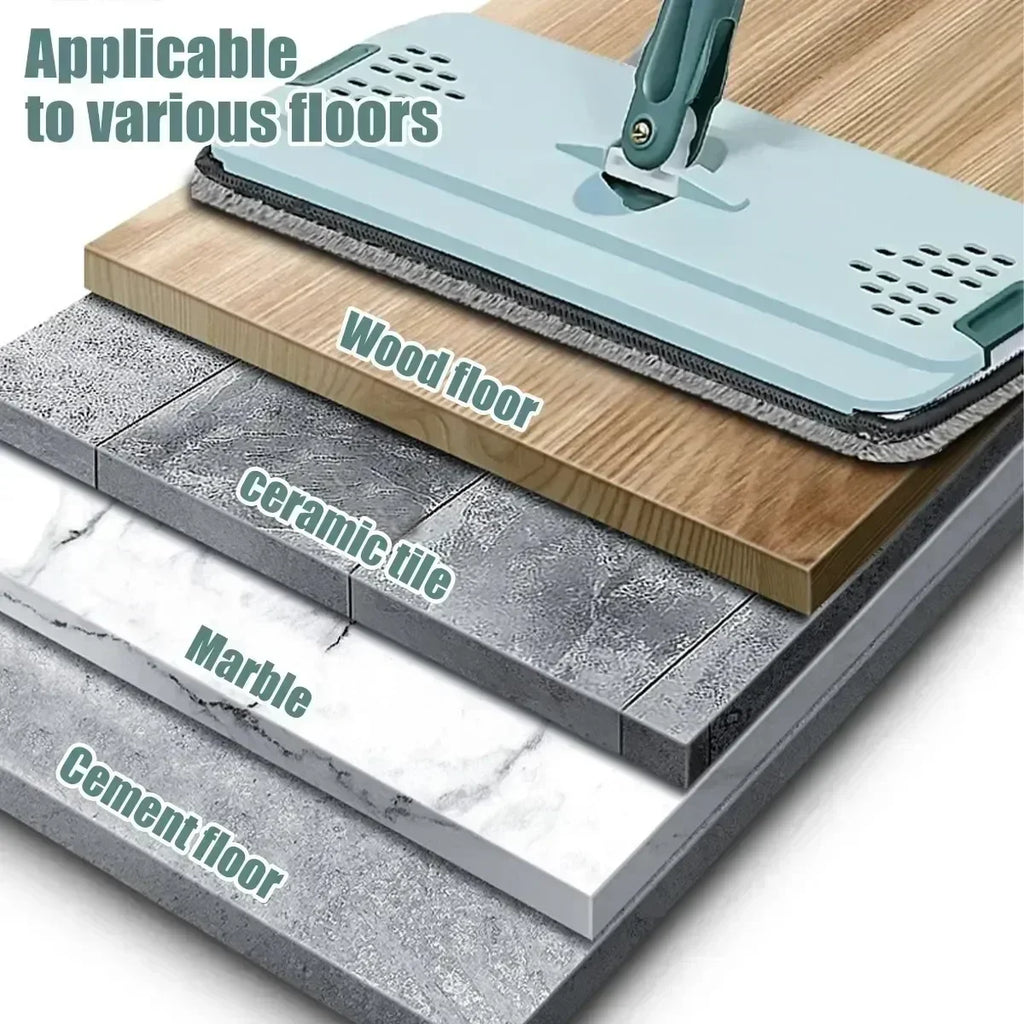 Scratch Free Mop, Hand Washable Flat Mop, Household Wooden Floor Mop, Mop, Lazy Flat Mop, Rotating Mop Bucket